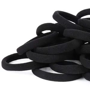 50 count Black Hair Ties for Women,  Seamless Hair Bands, Elastic Ponytail Holders, No  for Thick Hair, 2 Inch in Diameter, by