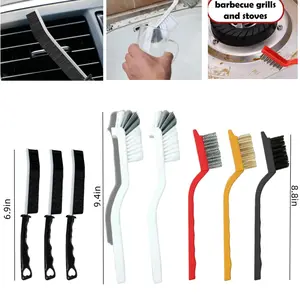 Crevice Cleaning Brush Set of 8, Multi Purpose Gap Brush for Kitchen,Bathroom,Car, Grout, Window Tracks,Bathtub,Vehicle,Faucets,Bowl,Teapot,Cup, Home Essentials Scrub Cleaning Tools,Hard Crevice Cleaning Comfortable Steel car wheel cleaning brush