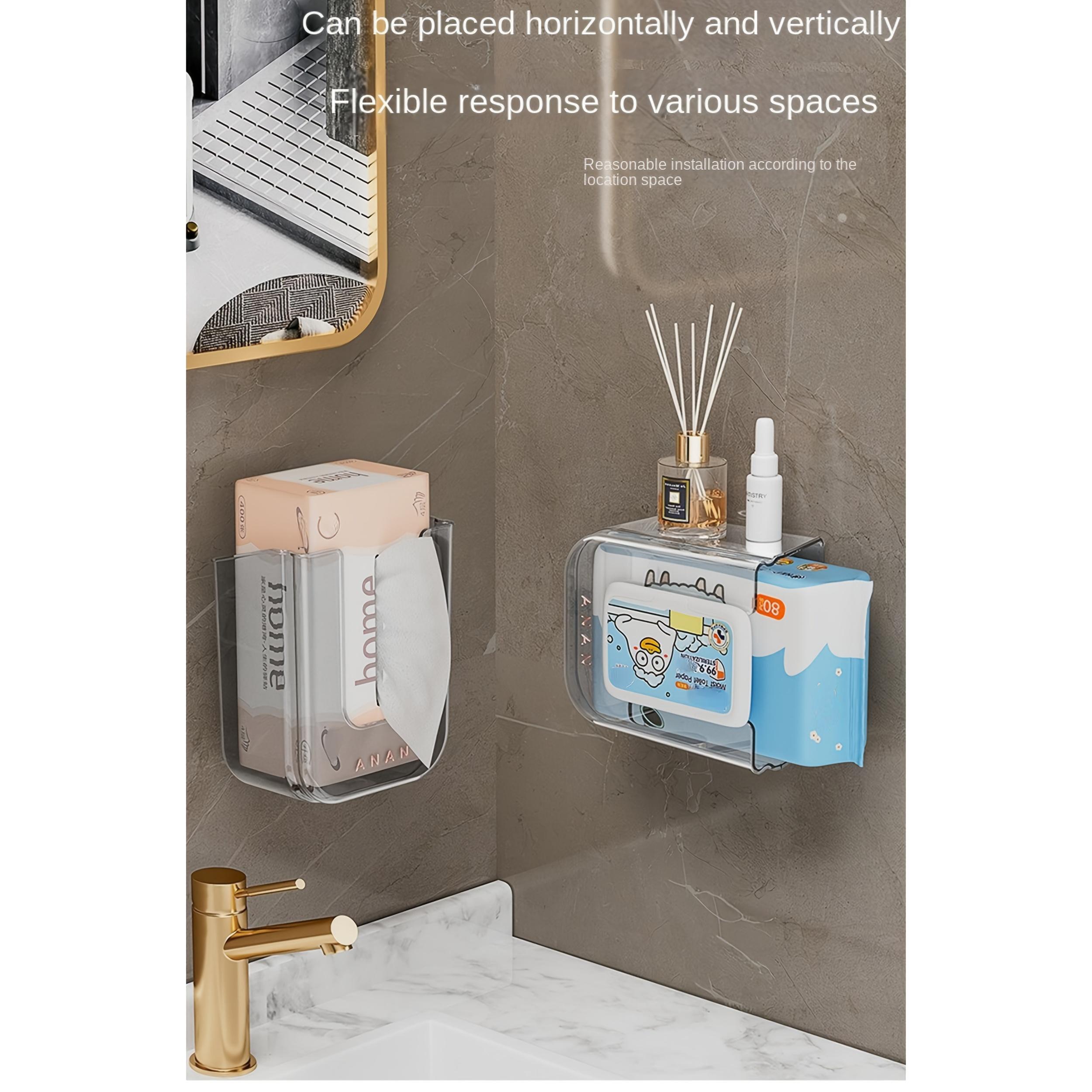 Wall Mounted Wet Wipes Dispenser U-Shaped - Non-Porous Light Luxury Bathroom Storage Box, Large Opening Strong Load-Bearing, Multi-Function Tissue Holder for Toilet Face Towels