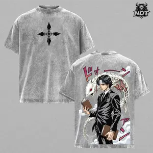Chrollo Lucilfer Oversized Anime T-Shirt, Hunter x Hunter Streetwear Tee, Chrollo Graphic Washed Cotton Shirt, Phantom Troupe Dark Aesthetic Outfit, Unisex Casual Drip, Gift For Anime Fans