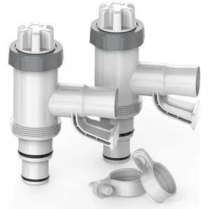 Pool Hose Adapter for Above Ground Swimming Pool, Pool Replacement Parts with Plunger Valve and Pool Pipe Holder Pool Pump Parts 2 Pack