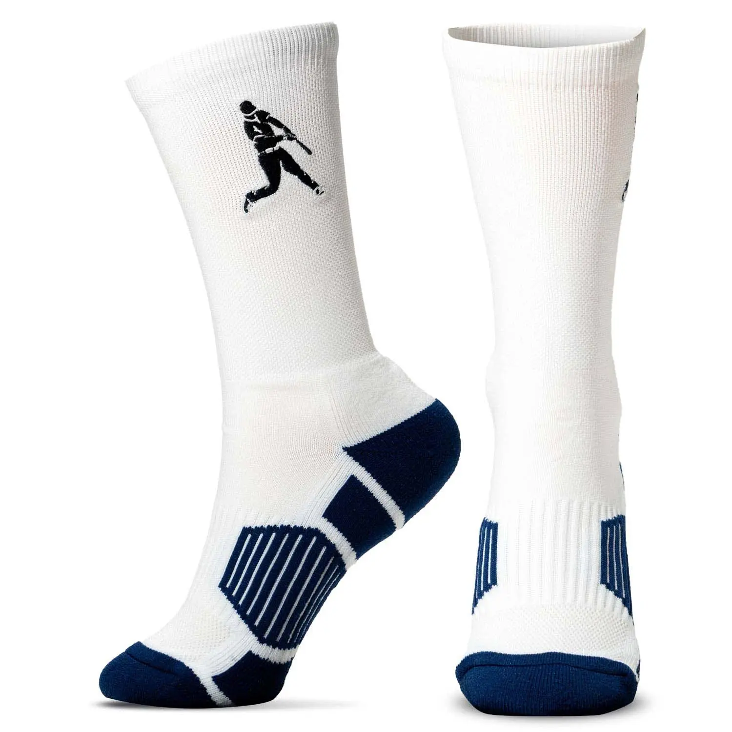 Baseball Sports Socks with Batter Embroidery, Woven Mid-Calf Design with Cushion, Arch Support & Stay-Up Tech for Players, Moisture-Wicking Sports Socks, Cushion Crew Sports Socks