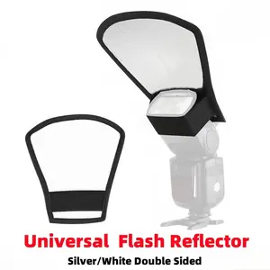 2-In-1 Silver Color & Flash Diffuser Reflector, Elastic Band Bendable, Universal Fit for Standard Camera Flashes, Photography Accessory
