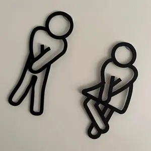 Funny Bathroom Door Sign - Novelty Men & Women Restroom Indicator, Creative Toilet Decor For Home & Cafe