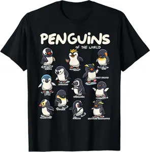 100% Cotton Penguin Penguins Animals of the World Penguin Lovers T-Shirt