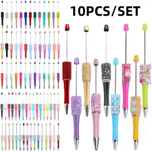 Random Color Rhinestone Decor Ballpoint Pen, 10pcs/set Creative Glitter Ballpoint Pen, Writing Pen for Office School Student, Funny Teacher Pens, Office Stationery Supplies