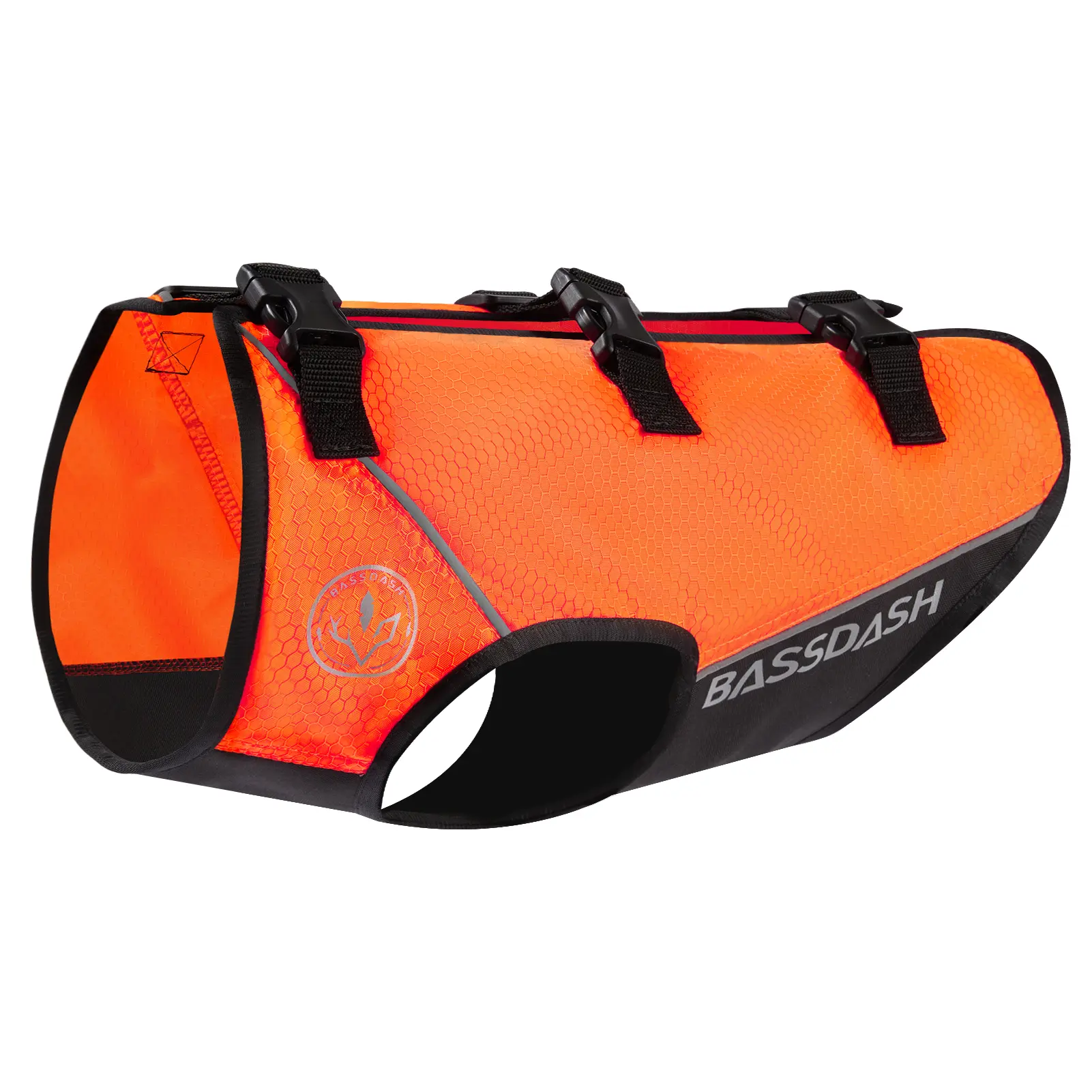 BASSDASH Dog Safety Vest Lightweight Water Resistant Chest Protection Blaze Orange Reflective High Visibility for Hunting Outdoor
