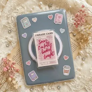 Library Card Phone Grip, Cute Bookish Acrylic Grip with Funny Reading Quote, Aesthetic Phone Holder Stand for Readers