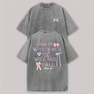Men Heavyweight Christian Faith T-Shirt with Inspirational Psalm 23:1 Back Print Soft Beige Aesthetic Summer Outfit Ideas Vintage Church Style Tee