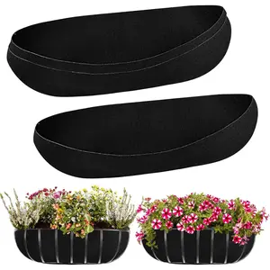 3PCS 30 Inch Black Non-Woven Planter Basket Liners Replacement for Window Box Trough Hanging Planters Garden Fence Avoid Bird Nesting