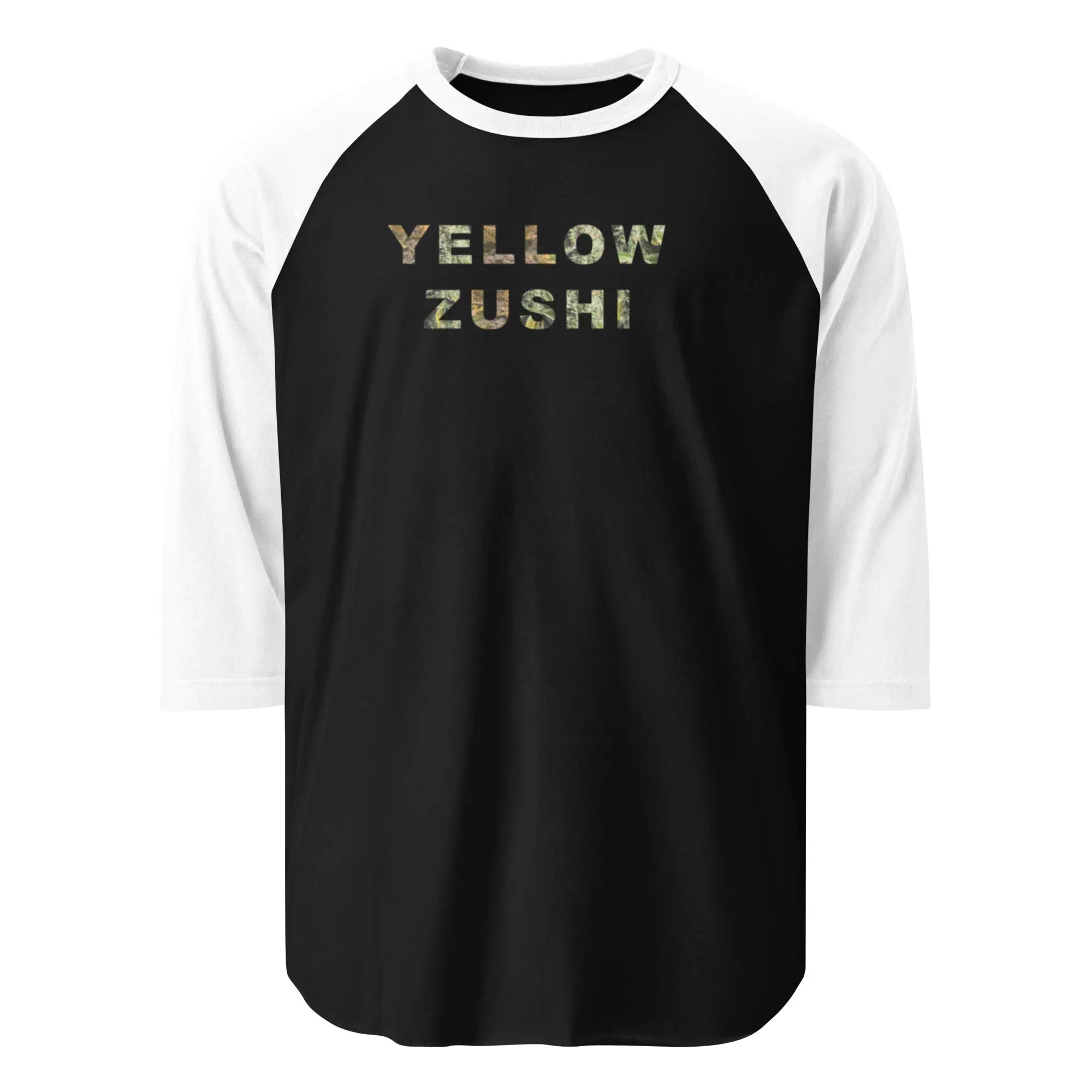 Yellow Zushi Veggies Unisex 3/4 Sleeve Raglan Shirt | Cannabis Inspired Apparel