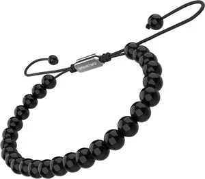 MagnetMD Doctor-Approved Magnetic Therapy Single Hematite Beaded Bracelet - Maximum Strength Magnet Therapy 8MM - Best Magnetic Bracelet for Pain - One Size Fits All