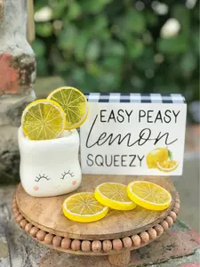 Set of 5 Faux Lemon Slices Tier Tray Decor Sliced Lemons Craft Decorative Fruit