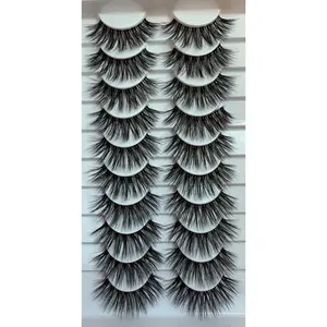 Enikeh Lashes Lily - Soft Fluffy Vegan Mink 3D Lash 15mm Clear Band Faux Mink Dramatic Syren Look Cruelty Free for Dates Festivals Night Out Makeup Art