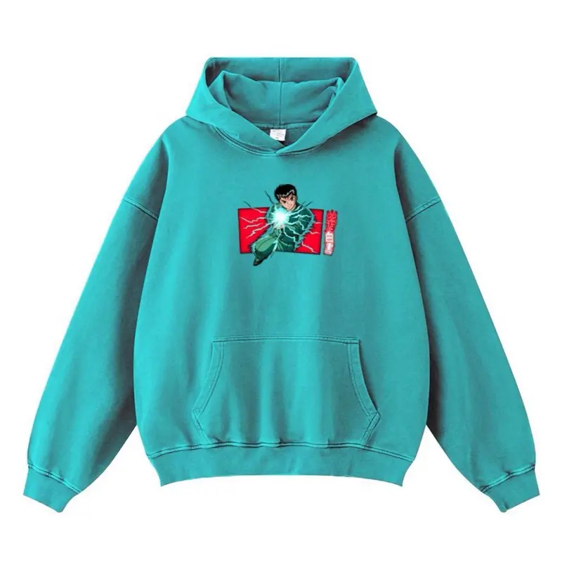 YUSUKE URAMESHI Super Soft Hoodie in Teal Color with Character Graphic Design