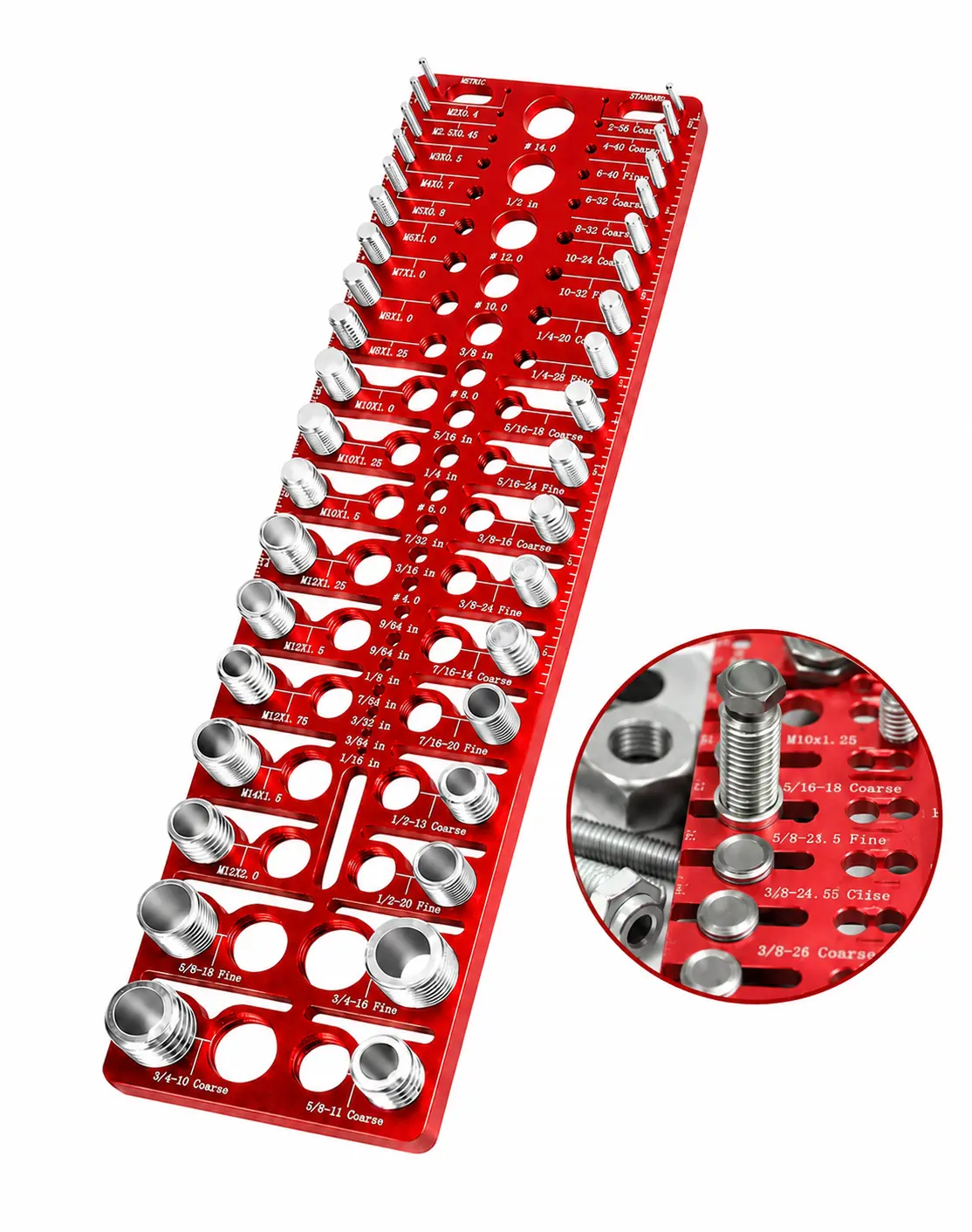 Thread Checker - 57 Nut & Bolt Thread Checker, Bolt Size and Thread Gauge 19 Standard and 17 Metric Sizes & 21 Drill Bit Gauge, Bolts and Nut Identifier Gauge for Easy Verifying Sizing