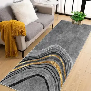 Gray Minimalist Luxury Corridor Runner Rug, Ultra-soft Washable Rug for Bedroom Bedside, Modern Runner Rug Suitable for Room Decoration Corridor Living Room Bedroom Bedside Balcony Kitchen Entrance Porch Farmhouse, Home Decoration Long Strip Rug