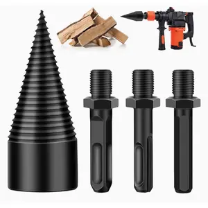 4PCS Firewood Log Splitter Drill Bit - Heavy Duty 32mm with Removable Round+Hex+Square
