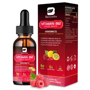 Vitamin B12 Drops, Methylcobalamin B12 Sublingual Fast Absorption, Energy & Brain, Supports Immunity Raspberry Flavor 2 fl oz Springtok Healthcare