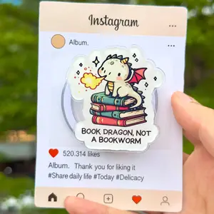 Cute Book Dragon Magsafe Phone Grip - Magnetic Pop Socket & Kickstand - Fantasy Reader Gift