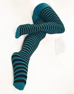 Black Striped Tights 70 Denier - Teal
