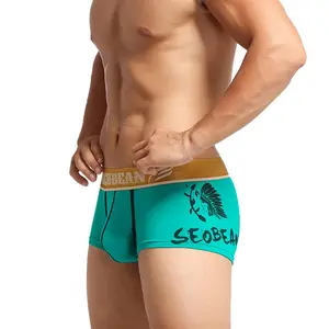 2026 New Summer Trendy Cotton Youth Men's Underwear Anime Low Waist All Cotton Men's Small Flat Corner Shorts Bottom Shorts