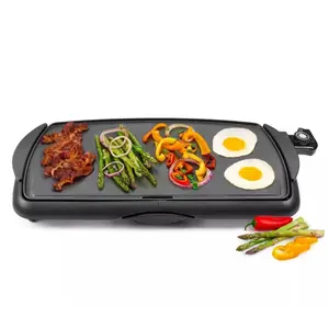 Electric Griddle with Slide-Out Drip Tray, Non-Stick Cooking Surface, Indoor Grill for Instant Breakfast Pancakes Burgers Eggs, Black