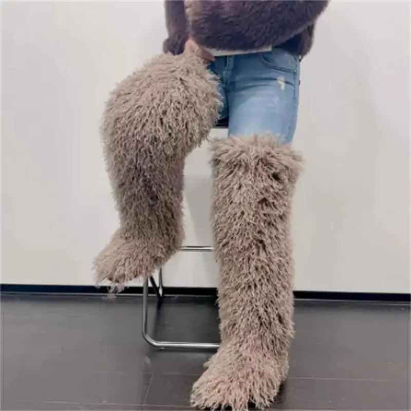 Women's Thigh High Faux Mongolian Boots High 72cm Winter Fur Snow Boots Non-Slip Soles Leg Warmers for Girls Walking Shoes Tactical Footwear Women's Thigh High Faux Mongolian Boots High 72cm Winter Fur Snow Boots Non-Slip Soles Leg Warmers for Girls Walking Shoes Tactical Footwear