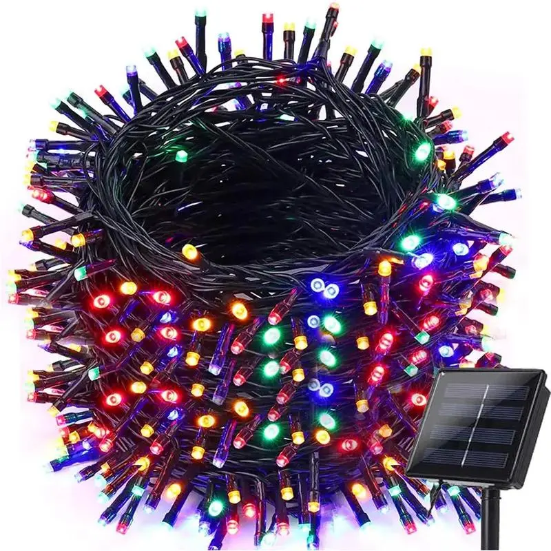 Outdoor Solar Christmas String Lights - 72FT 200LED Multicolor, IP65 Rated Waterproof, 8 Modes, Auto On/Off, Built-In Memory Chip, Camping Hiking Garden Patio Holiday Decor Accessories