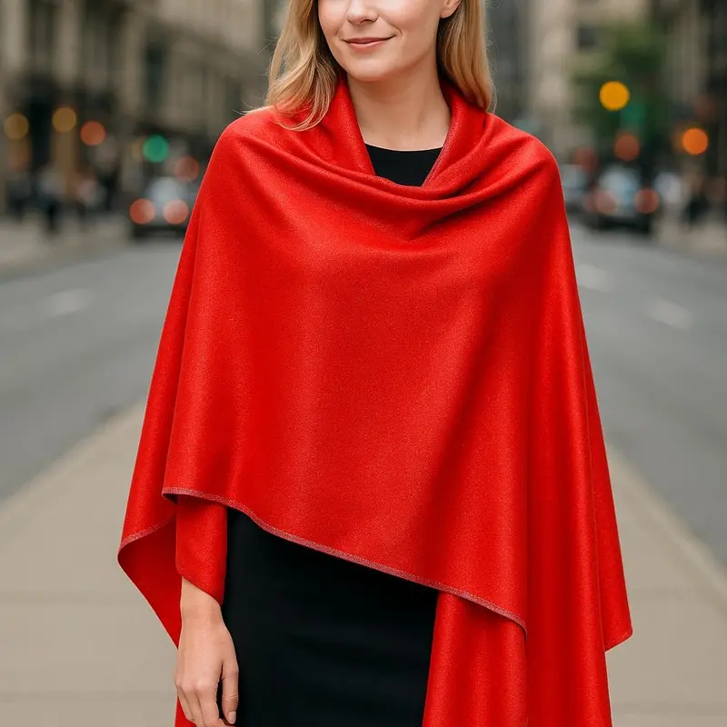 Unisex Oversized Loose Knit Trendy Solid Shawl Neckscarf - 2-in-1 Reversible Solid & Metal, 78" x 27", Soft Warm Breathable Blend, Lightweight, All Seasons Use for Travel, Office