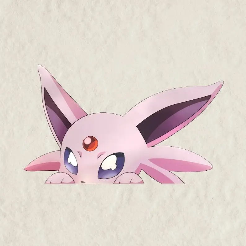 Espeon Peeking Sticker, Funny Gift Waterproof Sticker, Decal for Laptop, Water Bottle, Car, Gamer Gift