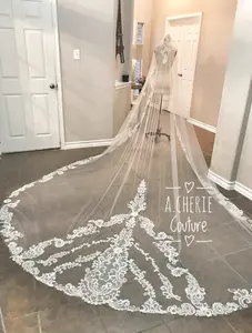 Style RV10 Beaded Scroll Lace Mantilla Veil