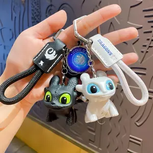 How to Train Your Dragon Night Fury toothless Keychain Glow in the Dark MiniDragon Pendant with Moving Wings Trendy Bag Charm car ornament Keychain Gift christmas Gift Birthday Peripheral