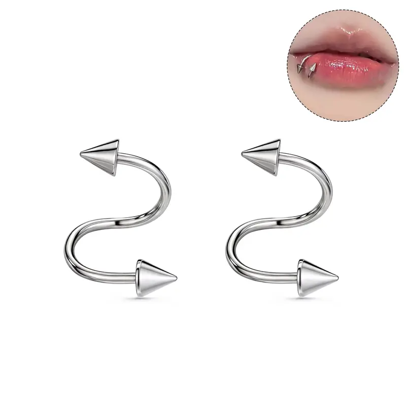 Oufer 16G 2PCS Single-Side Snakebites Lip Ring, Stainless Steel Internally Threaded Cartilage Helix Piercing Jewelry, Body Jewelry Accessory with Flexible Styling
