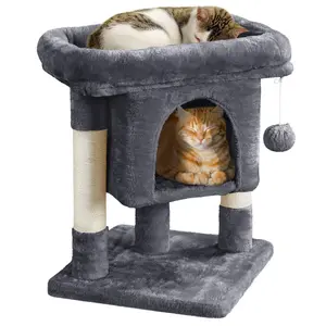 Yaheetech 23.5″ H 2-Level Christmas Cat Tree Tower Condo with Wide Perch and Scratching Posts Cat Pet Climbing Tower, Cat House Activity Center Furniture for Kittens, Cats and Pets