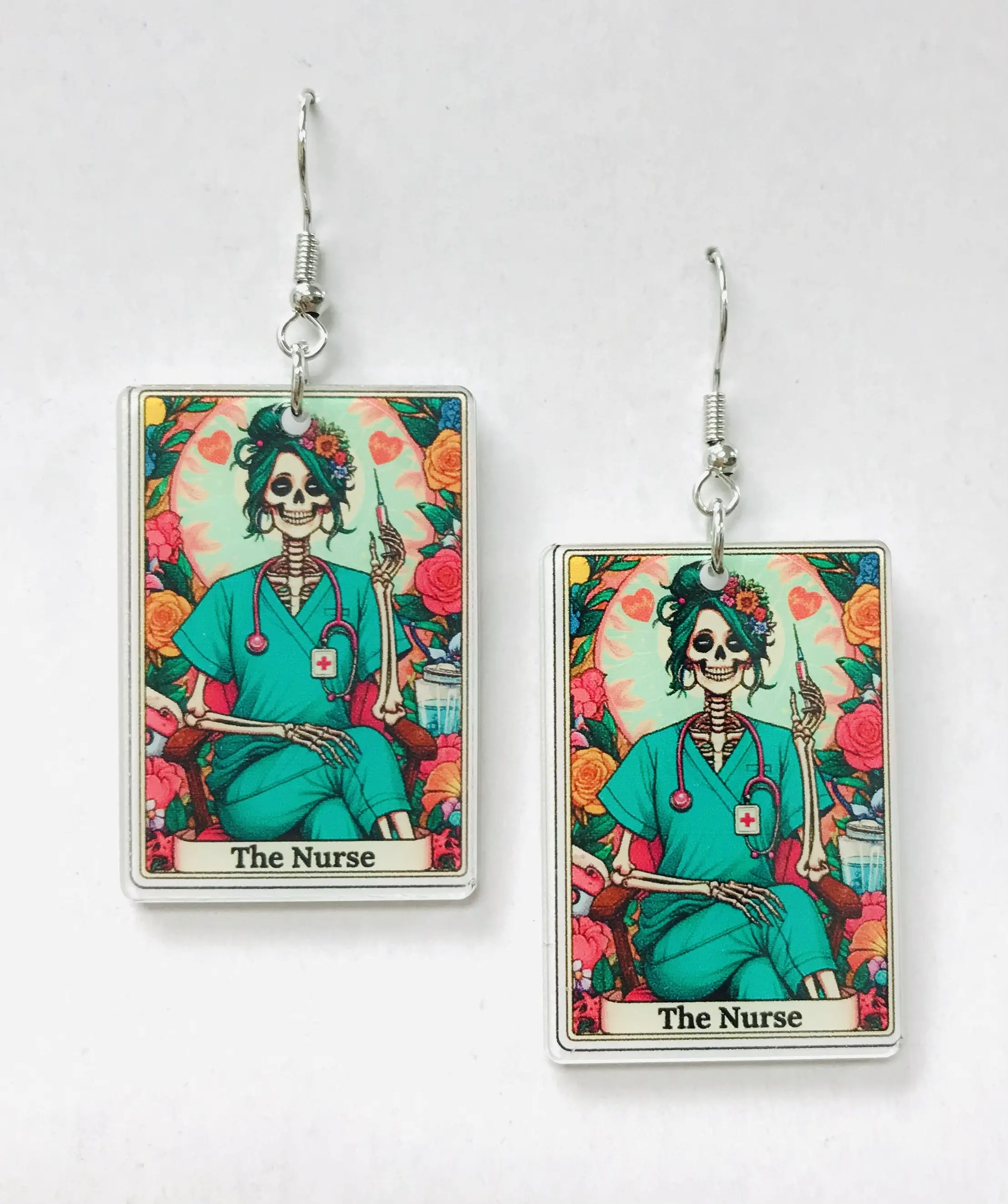 The Nurse Tarot Card Earrings, Medical