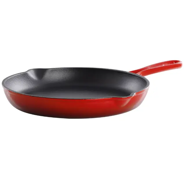 10.25” Enameled Cast Iron Skillet – Durable Red Frying Pan for Everyday Cooking