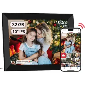 10.1Inch WiFi Digital Picture Frame IPS Touch Screen  Disply,Video Clips and Slide Show,Auto-Rotate, Wall Mountable,Send Photos Instantly from Anywhere with via Frameo APP (10.1 INCH)