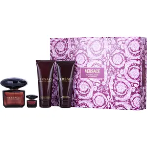 Versace Crystal Noir Set-Eau De Parfum Spray 3 Oz & Body Lotion 3.4 Oz & Shower Gel 3.4 Oz & Eau De Parfum 0.17 Oz Mini For Women