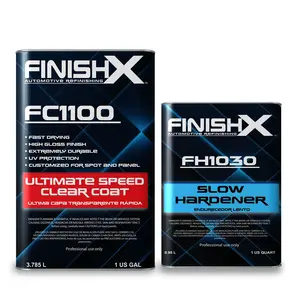 FinishX Automotive Refinishing Ultimate Speed Clear Coat (FC1100-1 Gallon) 4:1 Kit with Slow Activator/Hardener (FH1030-1 quart), High-Gloss Finish, Super Fast Drying, Customized for Spot and Panel