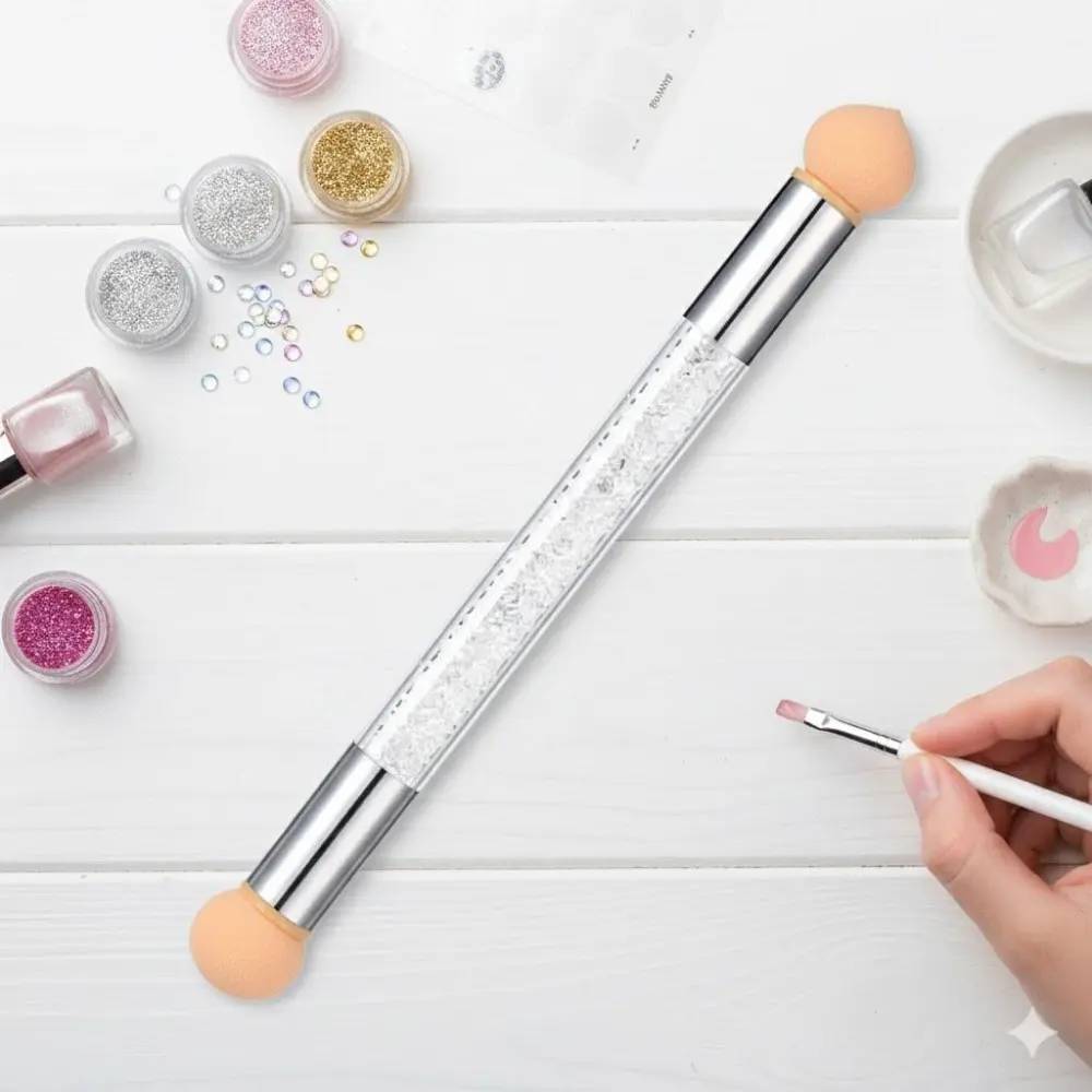 Professional Gradient Nail Sponge Set: Skin-Safe Dot Brush with 4 Replaceable Tips. Anti-Shedding Metal Handle, Leak-Proof Design, Quick-Change System & Dust Cover. Perfect for DIY Ombre Nails, Hypoallergenic & User-Friendly.