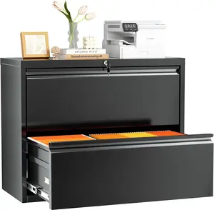 INTERGREAT Lateral File Cabinet 2/3/4 Drawer, Black/White Metal File Cabinets for Home Office, Locking File Cabinet for Letter/Legal/F4/A4 Size Hanging Files, Easy Assembly