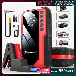 Portable Car Jump Starter with Air Compressor, 6400mah Battery Booster for Gasoline & Diesel Engines, Fast USB Charging, Safety Protection, Car Essentials