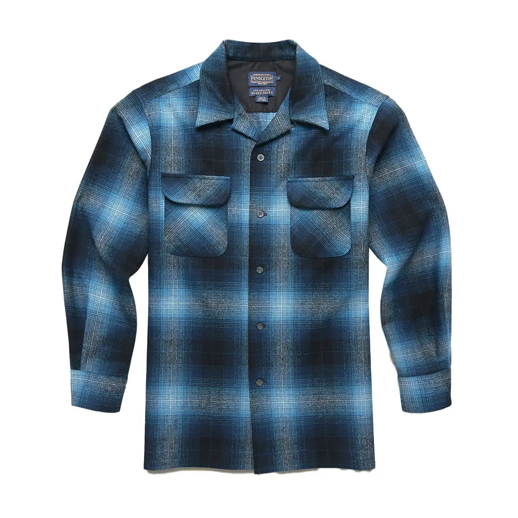 Pendleton Men's Tall Fit Checked Plaid Long-Sleeve Virgin Wool Shirt - Turquoise Fall 23, Medium Length, Casual Top, Functional Bias-Cut Pockets, Premium Fabric
