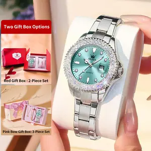 OLEVS  Women Analog Quartz Dress Watch with Diamond Roman Indexes and Stainless Steel Strap