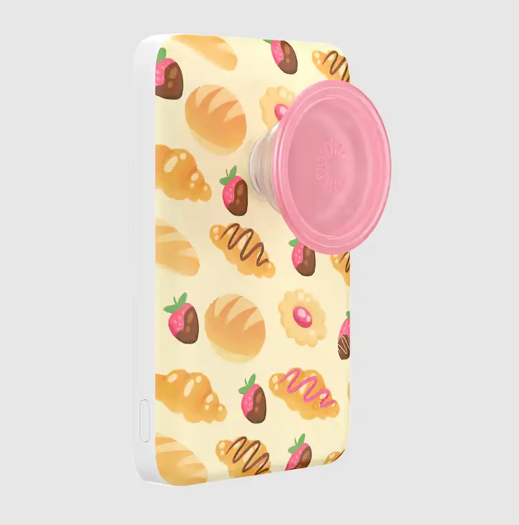 PopSockets Sweet Breads MagSafe PowerPack - Magnetic Aesthetic Tech Cellphone Accessory, Integrated Stand, Compact Magnetic Phone Holders & Mounts