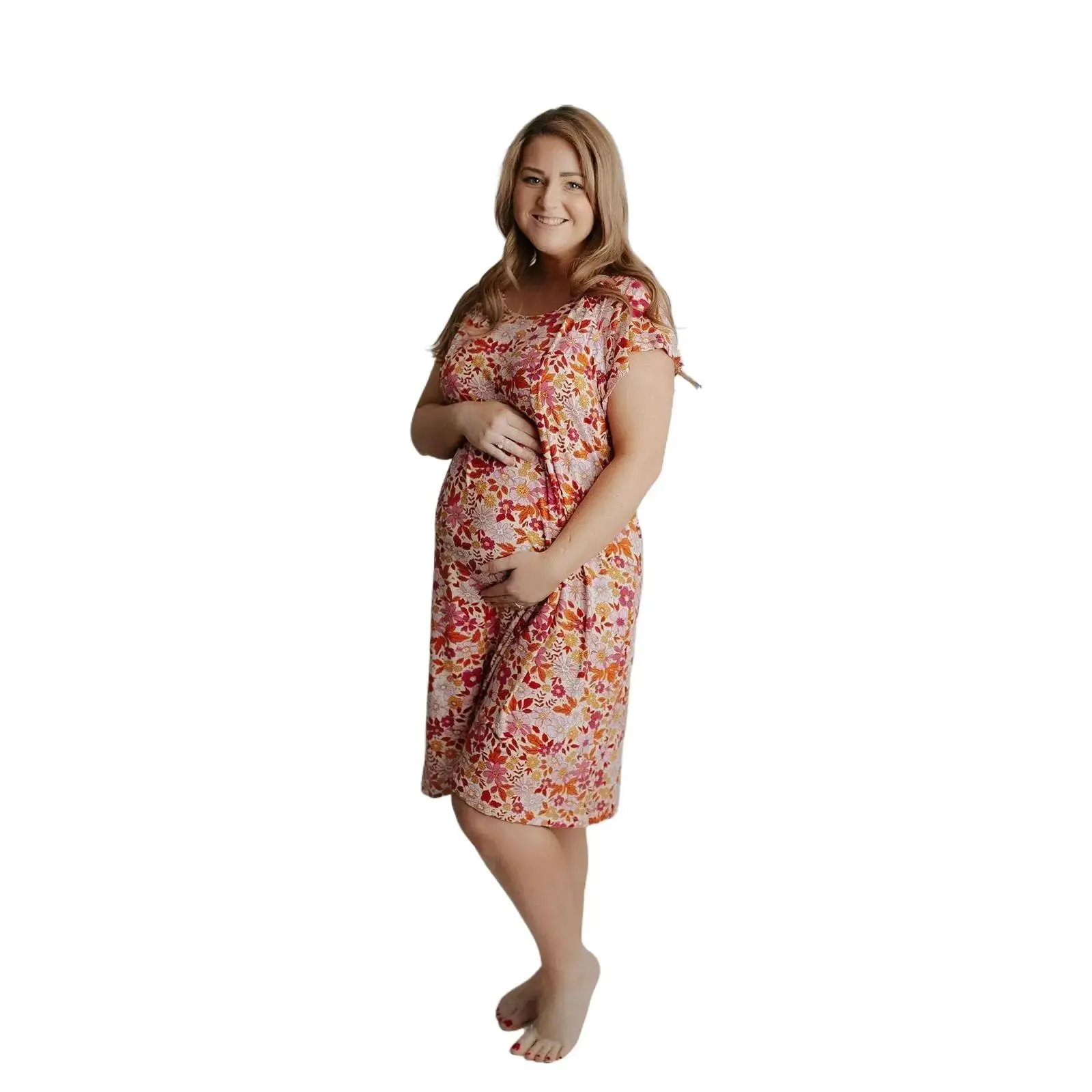 Plus Size Three Little Tots Wild Child Floral Labor and Delivery Nursing Hospital Gown with Easy Open Snaps