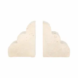 Sagebrook Home 20756 5 in. Travertine Cloud Bookends, Tan - Set of 2