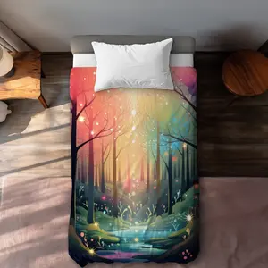 MWW C1DCTXLWPFBFS6 Magical Forest Beige Twin Extra-Long Duvet Cover - Cozy Home Decor, Botanical, Microfiber Duvet Covers for Twin Extra-Long Beds, Botanical Duvet Covers