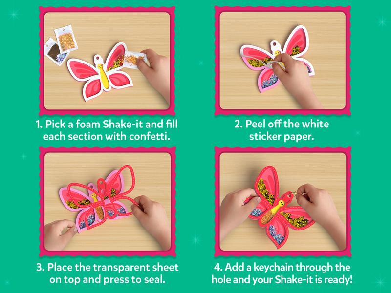 Skillmatics Art & Craft Activity - Shake-its, DIY Glitter Craft Kit with Keychains, Fun & Creative Travel Toys, Party Favors & Birthday Gifts for Girls & Boys Ages 4 to 9